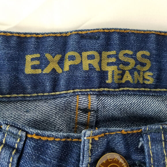 Express Jeans Womens 4 Blue Low Rise Straight Leg Dark Wash Denim W30 x L30.5 - Picture 8 of 16